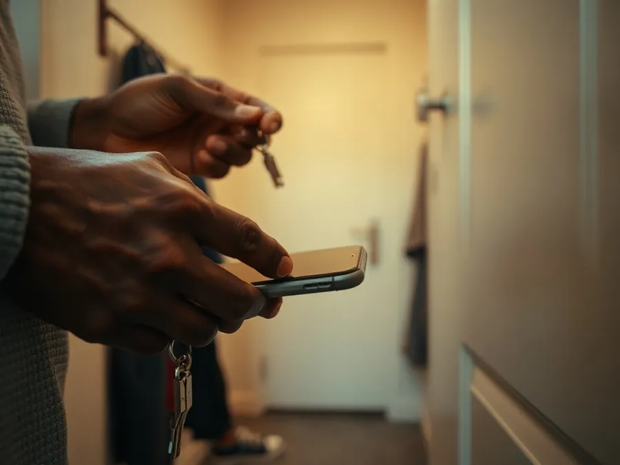 A man locks his iPhone in a hallway closet, a hands-on approach to limiting Snapchat use and reducing screen time.