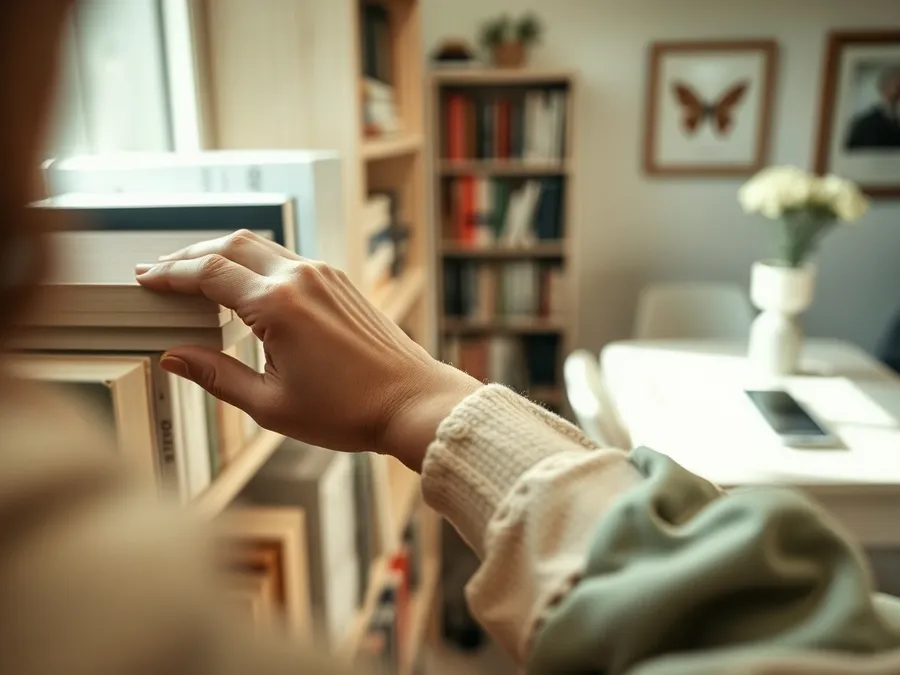 Hands tying running shoes by the door, with a phone left on a shelf, illustrating a practical step to stop brain rot by heading outdoors instead of scrolling.