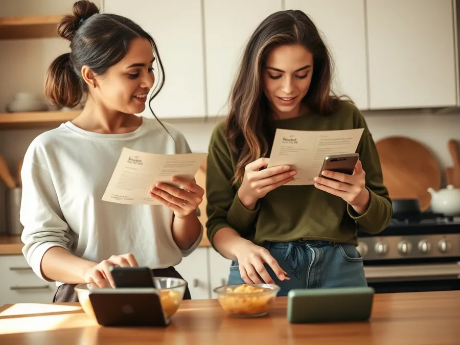 Two friends cook together with their phones set aside, illustrating a real-life moment of enjoying time off-screen.